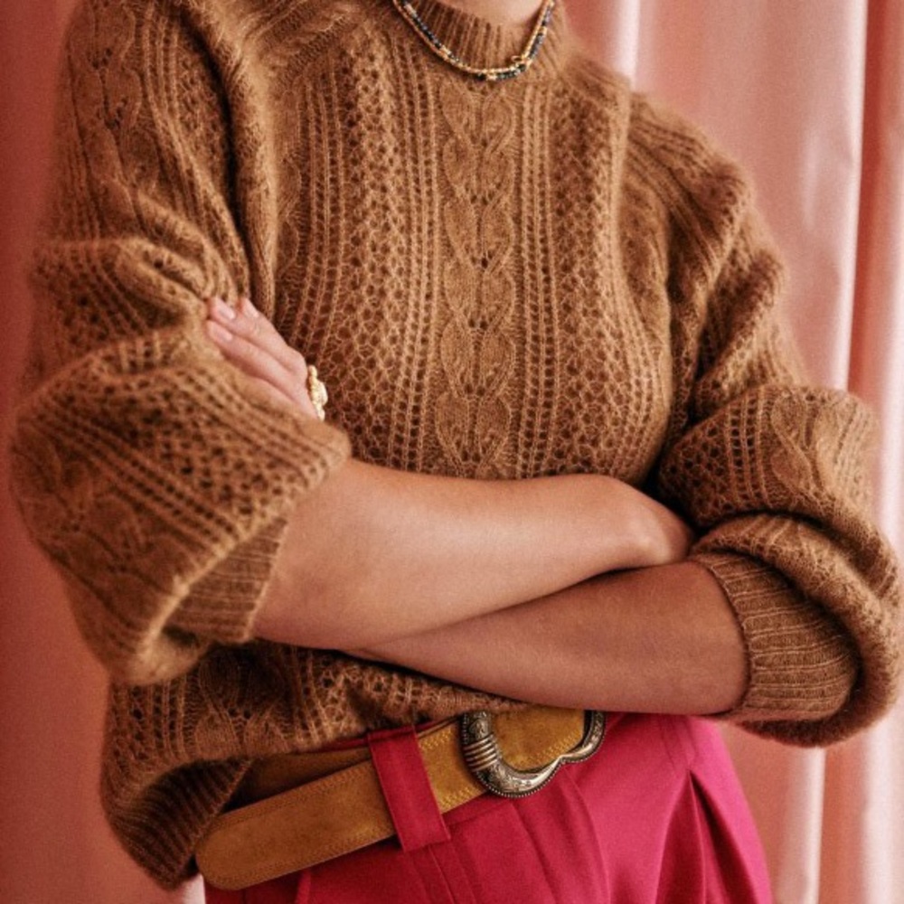 Sezane Scarlett Camel Angora Sweater
